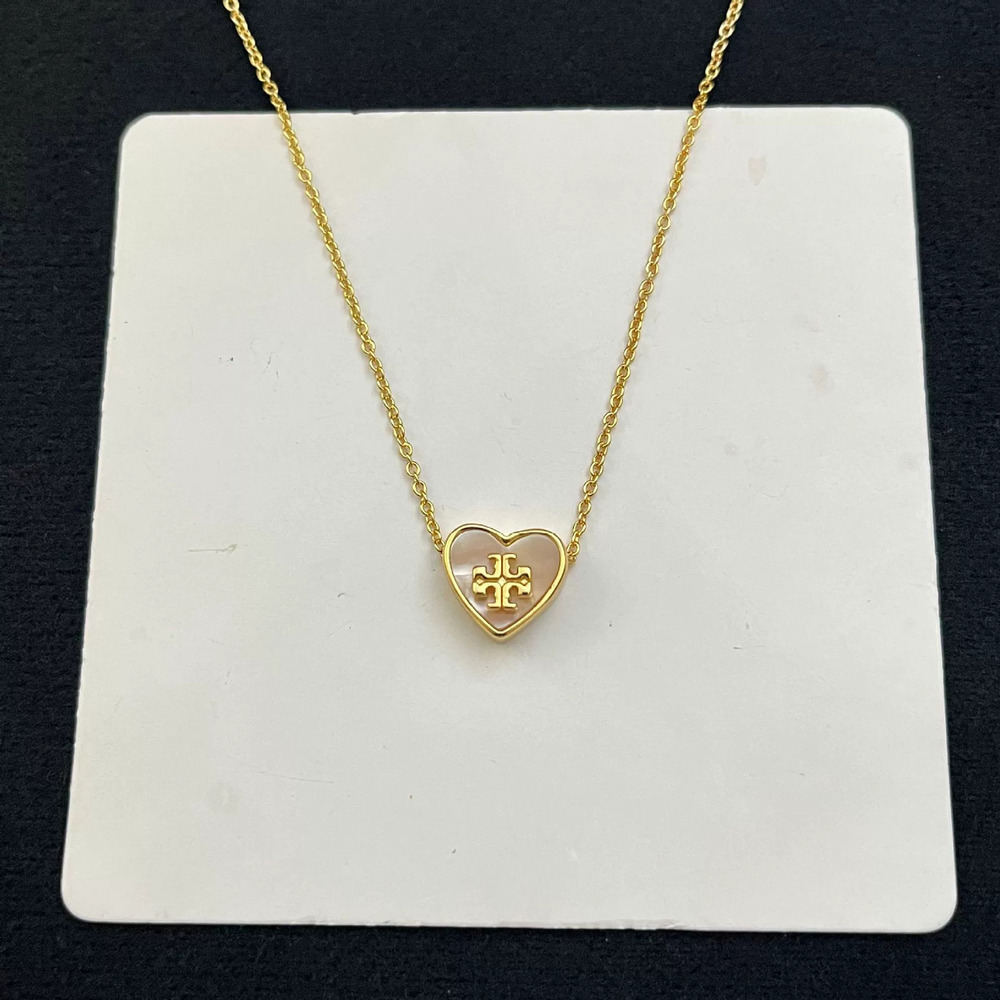 Tory Burch Enamel Heart Geometric Necklace